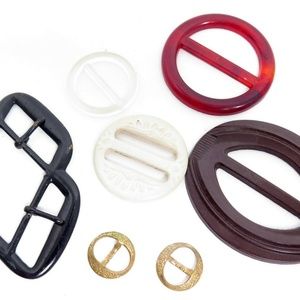 ANTIQUE ART DECO BUCKLES & SLIDES JEWELRY LOT